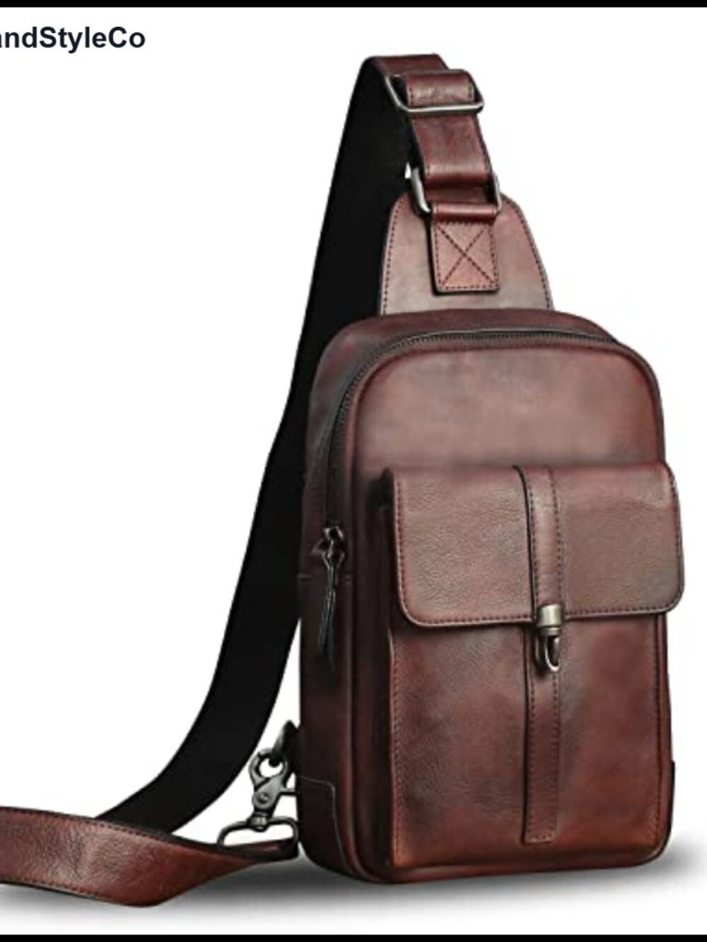 Genuine Leather Sling Bag Crossbody Hiking Backpack Retro Chest Daypack Handmade